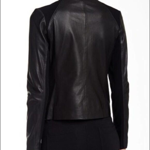 VINCE Leather Moto Jacket M | Mixed Media Magic | Soft Power - Picture 13 of 13